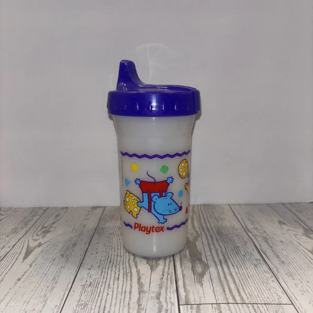 HTF Vintage Playtex Plastic Sippy Cup Mice Mouse 1997 with Valve